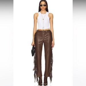 Iza Faux Leather Pant in Chocolate Brown